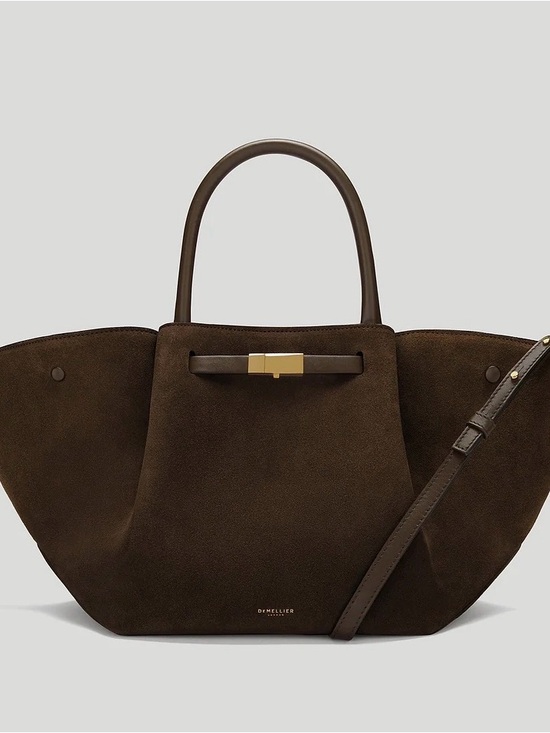 DeMellier Handbags - DeMellier Brown Suede Tote Bag with Gold Hardware